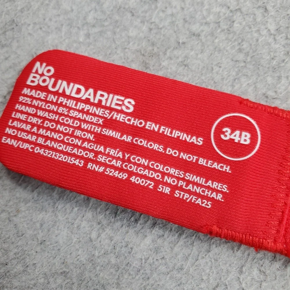No Boundaries Women Bra 34B Red Floral Push Up Underwired Lace Strap NWT